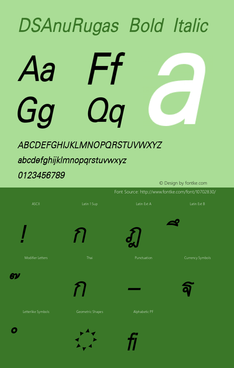 DSAnuRugas Bold Italic Version 1.000 2006 initial release图片样张