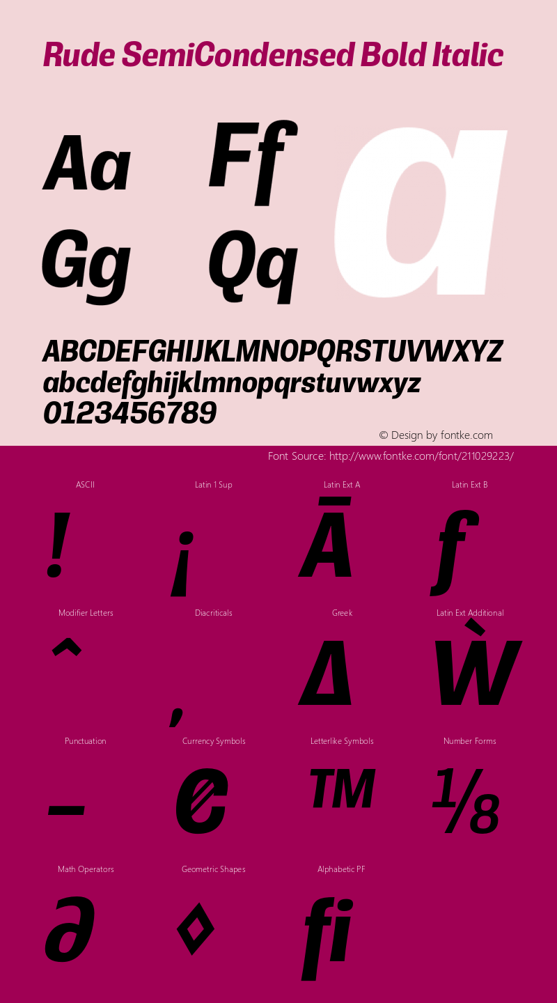 Rude SemiCondensed Bold Italic Version 1.001;PS 001.001;hotconv 1.0.70;makeotf.lib2.5.58329图片样张