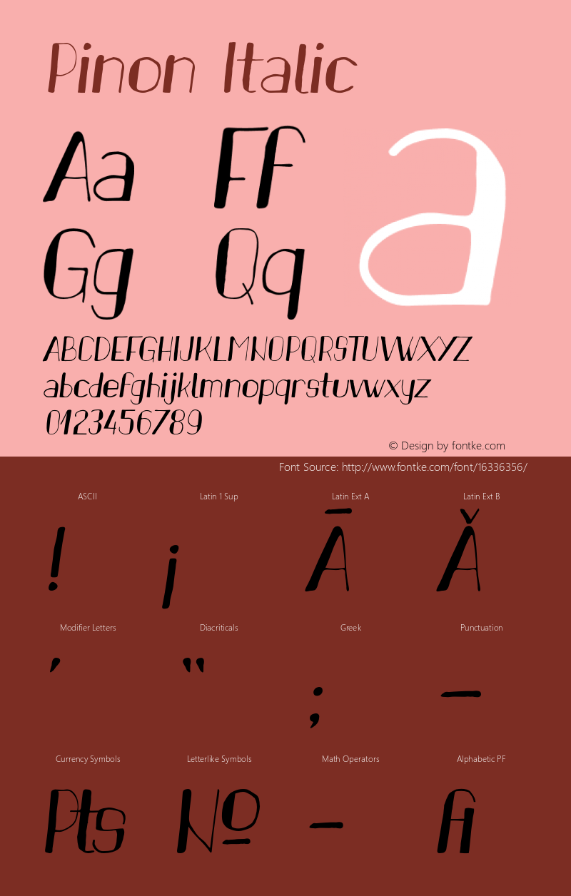 Pinon Italic Version 1.00 April 10, 2016, initial release图片样张