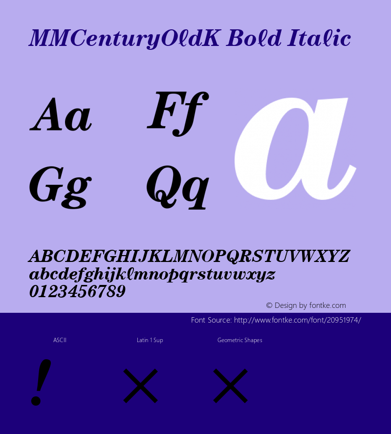 MMCenturyOldK Bold Italic Version 3.100;PS 001.000;hotconv 1.0.38;makeotf.lib1.6.5960图片样张