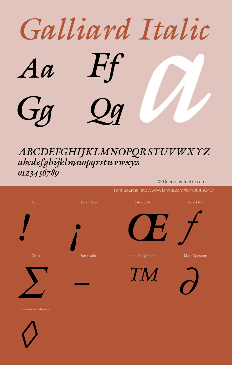 Galliard Italic Altsys Fontographer 3.5  11/5/92图片样张