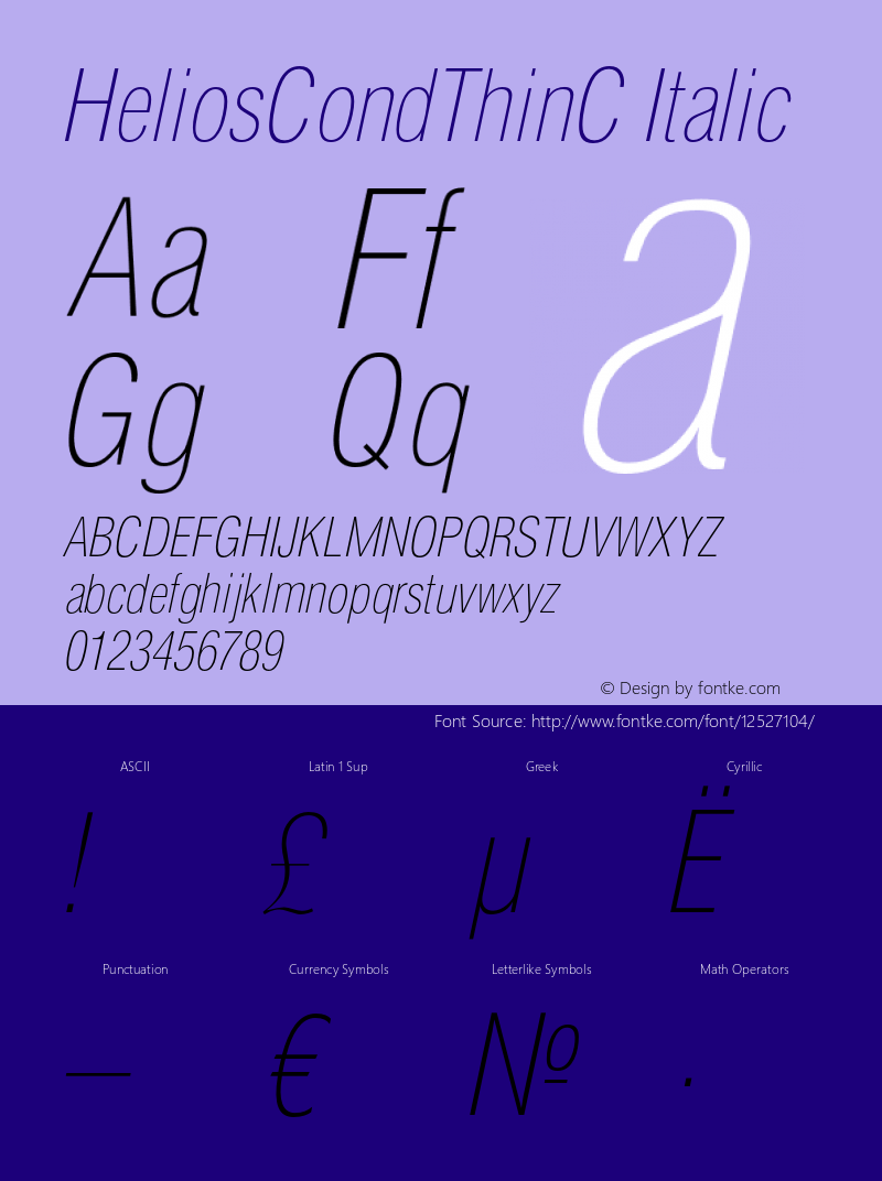 HeliosCondThinC Italic OTF 1.0;PS 001.001;Core 116;AOCW 1.0 161图片样张