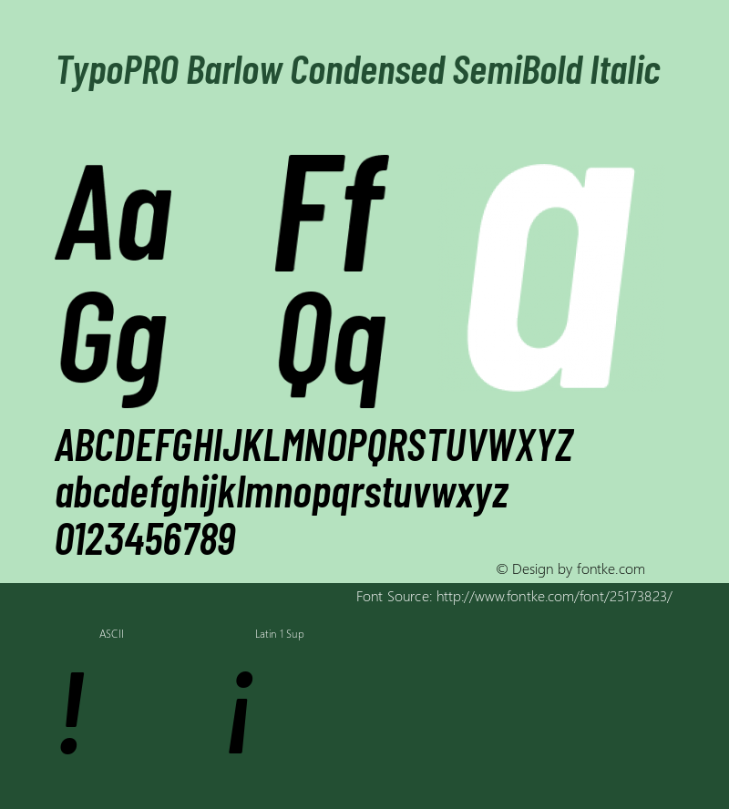 TypoPRO Barlow Condensed SemiBold Italic Version 1.301图片样张