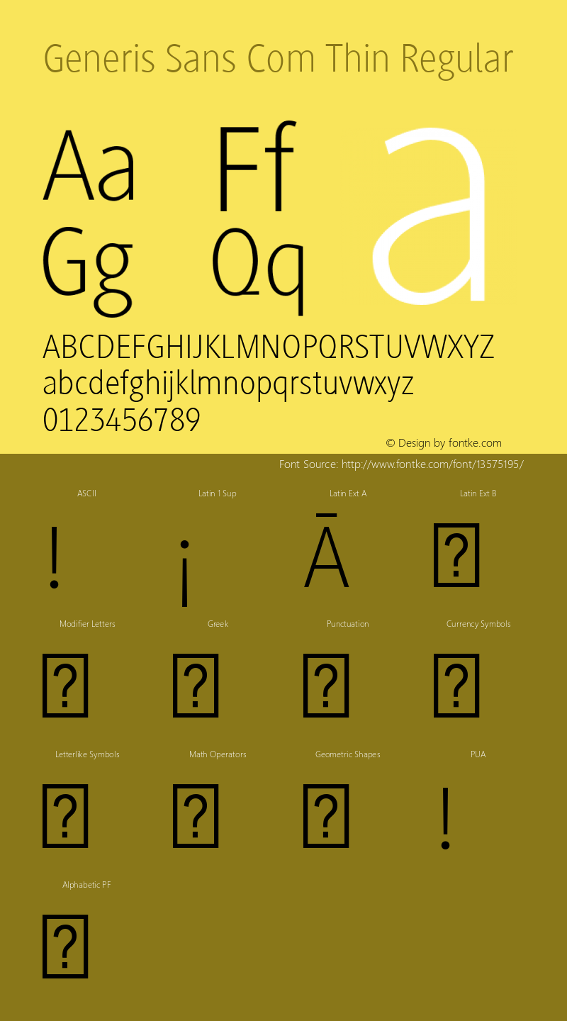 Generis Sans Com Thin Regular Version 1.01图片样张