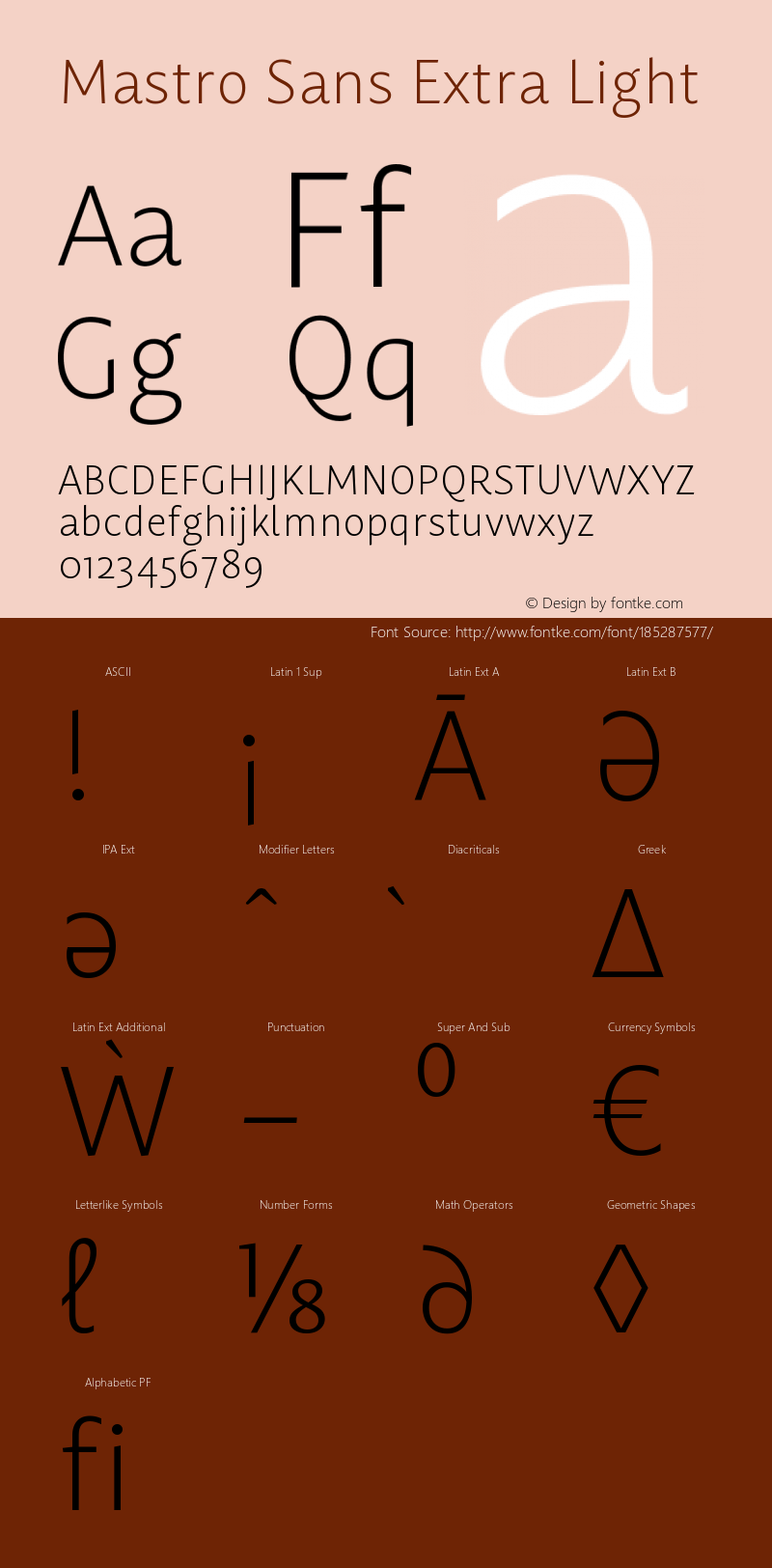 Mastro Sans Extra Light Version 1.000;PS 001.000;hotconv 1.0.88;makeotf.lib2.5.64775图片样张