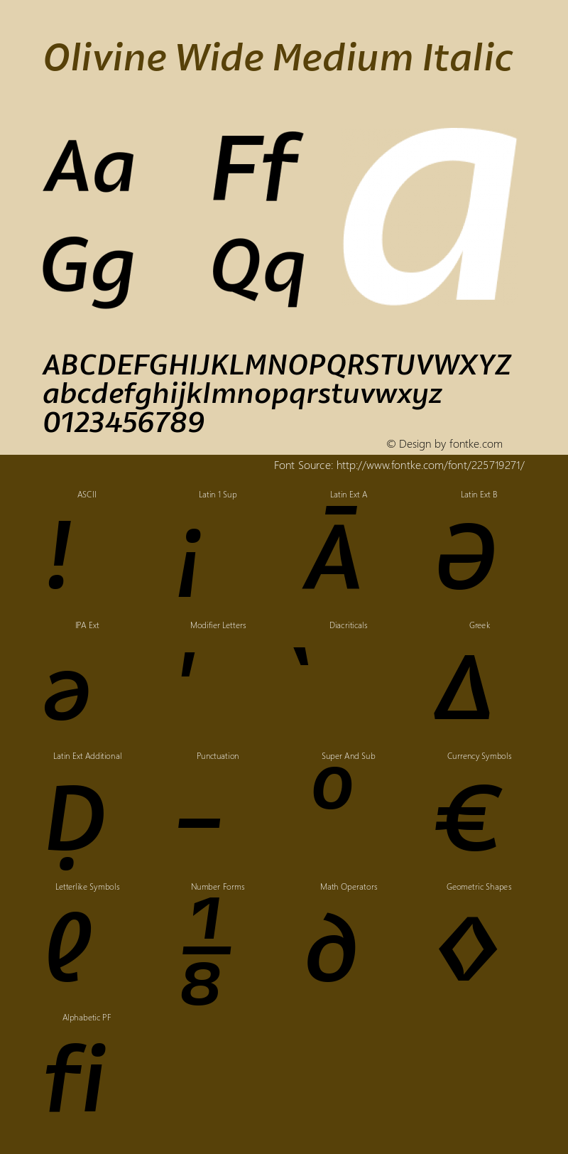 Olivine Wide Medium Italic Version 1.000图片样张