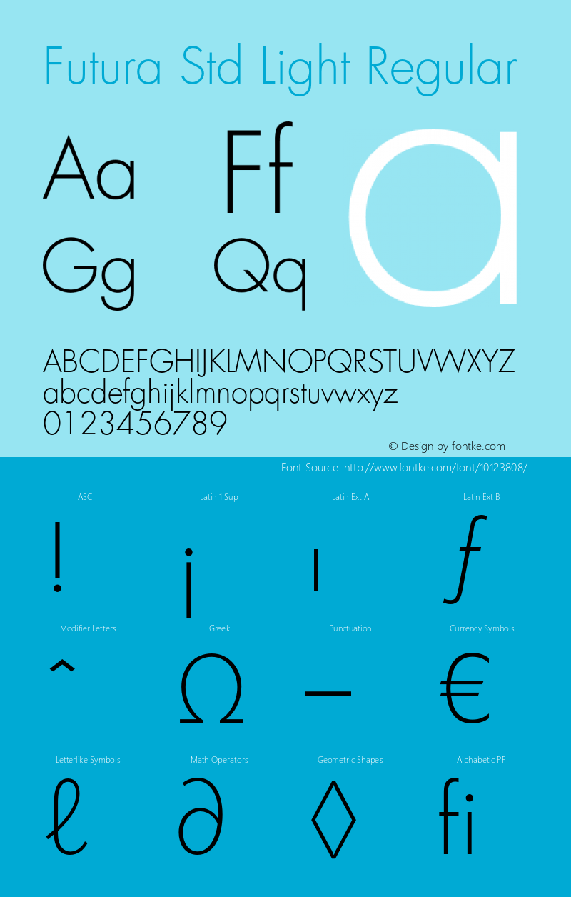 Futura Std Light Regular OTF 1.029;PS 001.002;Core 1.0.33;makeotf.lib1.4.1585图片样张