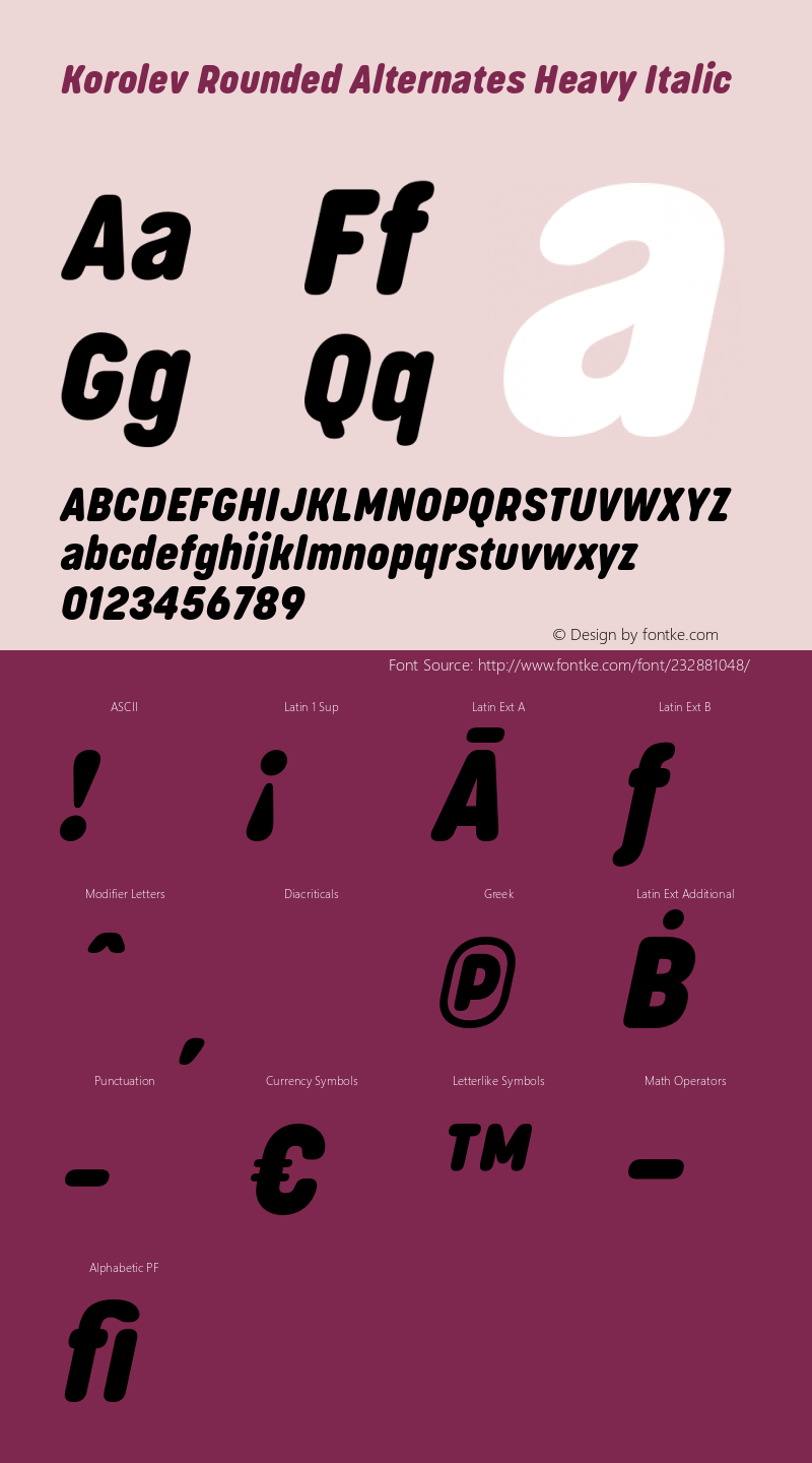 Korolev Rounded Alternates Heavy Italic Version 2.000;hotconv 1.0.109;makeotfexe 2.5.65596图片样张