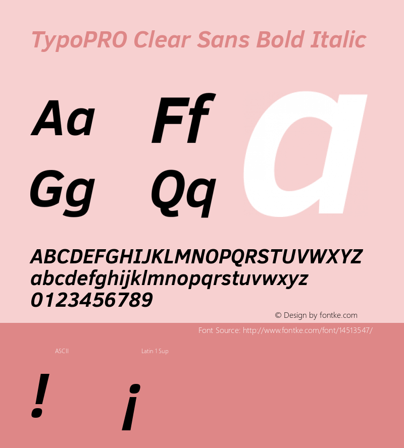 TypoPRO Clear Sans Bold Italic Version 1.00图片样张