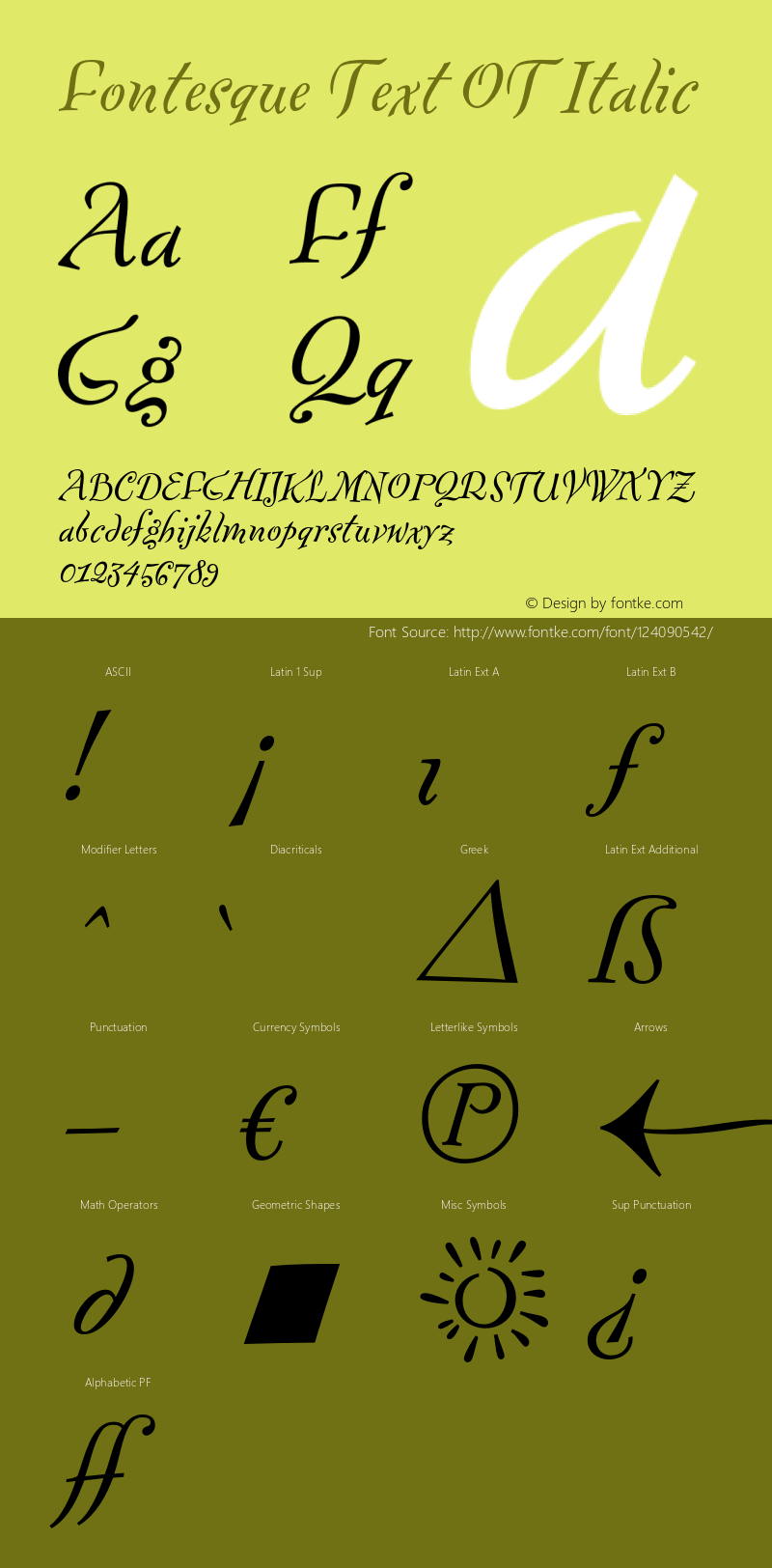 FontesqueTextOT-Italic Version 7.504; 2010; Build 1002图片样张