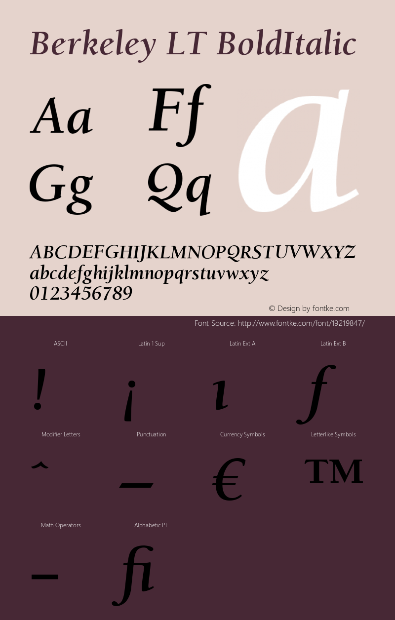 ITC Berkeley Oldstyle LT Bold Italic Version 006.000图片样张