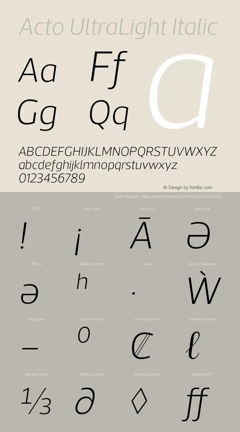 Acto-UltraLightItalic Version 1.000图片样张