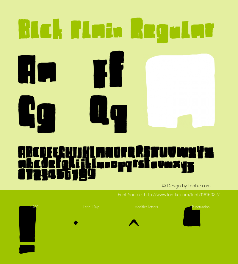 Blck Plain Regular Version 1.00 March 5, 2011, initial release图片样张