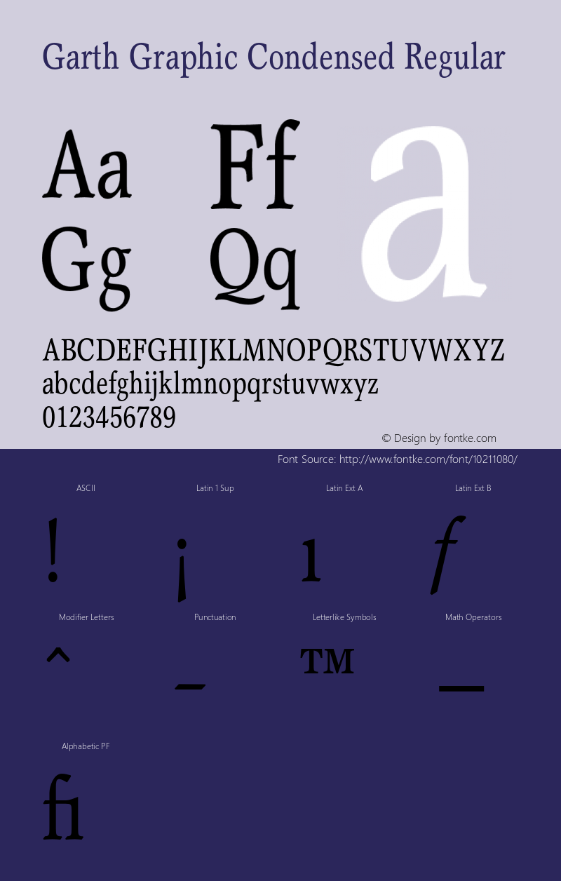 Garth Graphic Condensed Regular 001.000图片样张