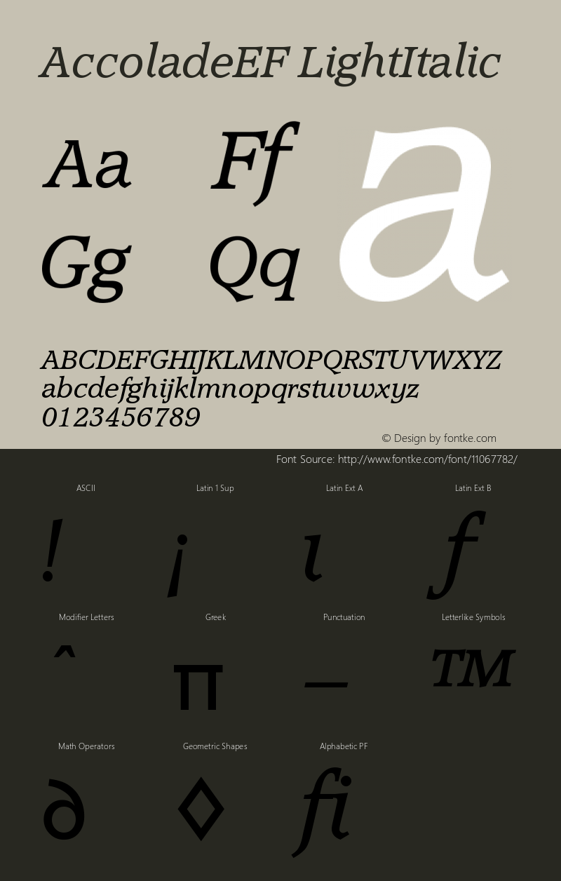 AccoladeEF LightItalic Version 001.000图片样张