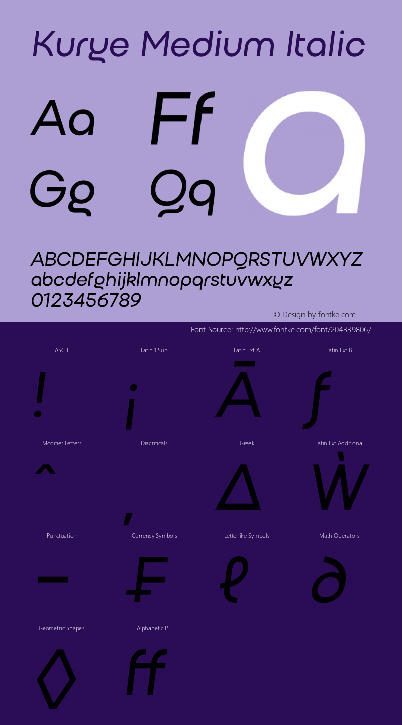 Kurye-MediumItalic Version 1.000 - Serdar Ozturk - Be Unique - Arodora Type图片样张