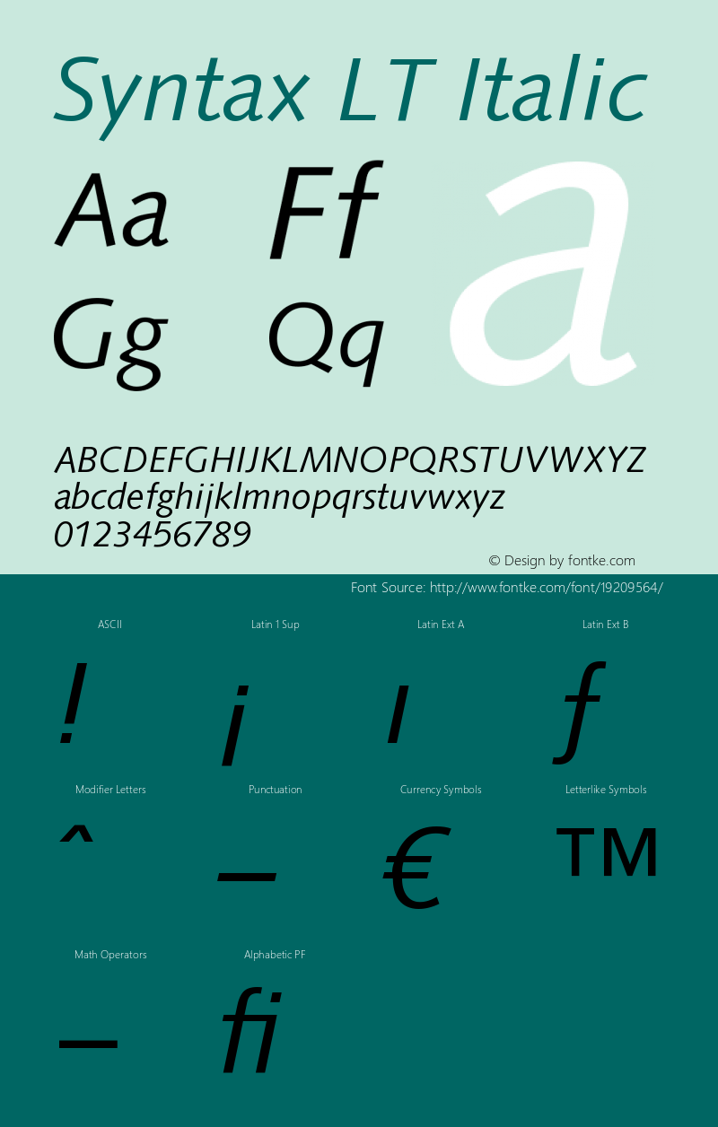 Syntax LT Italic Version 006.000图片样张