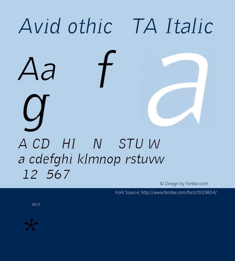 AvidGothic BETA Italic 001.000图片样张