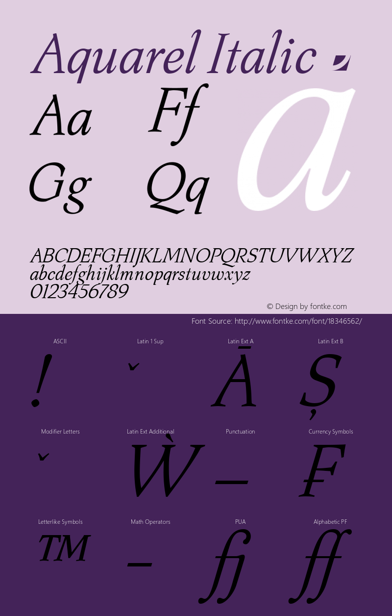 Aquarel Italic ☞ Version 1.0图片样张