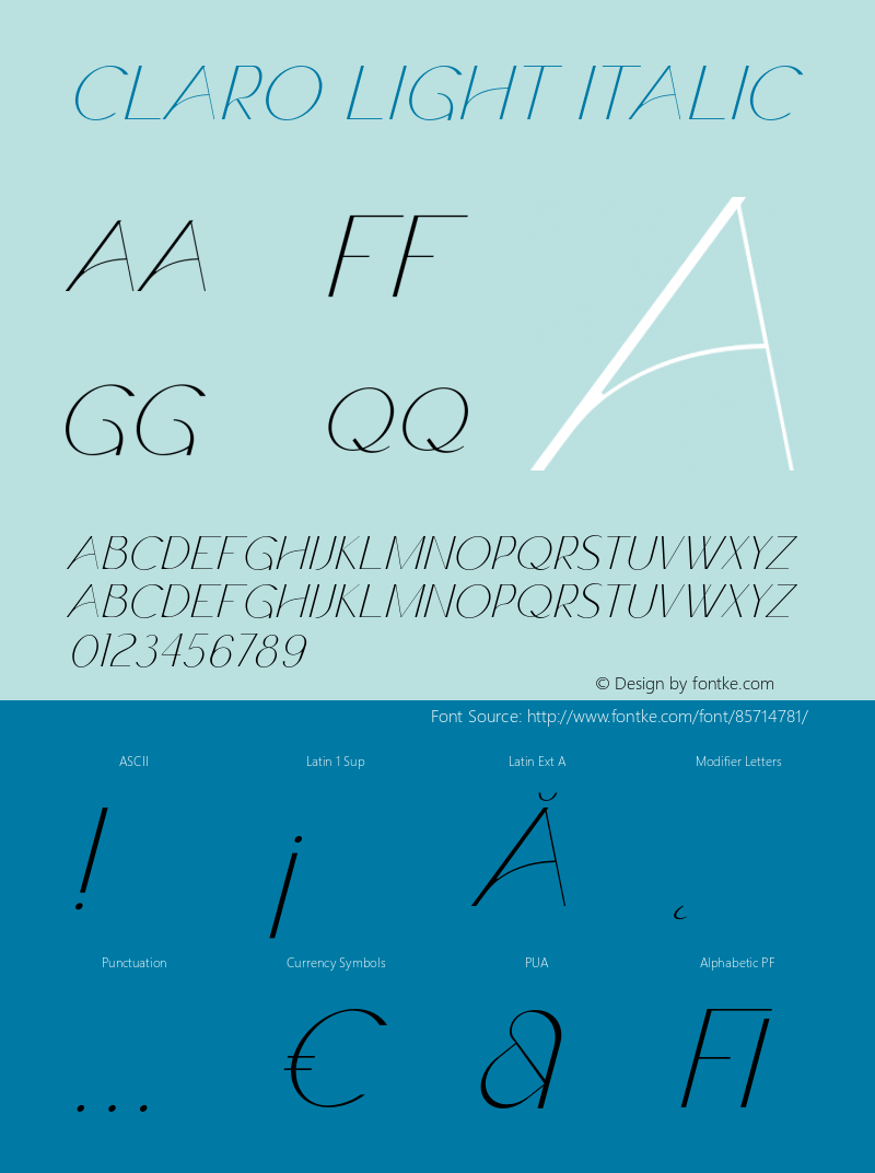 Claro Light Italic Version 1.000图片样张