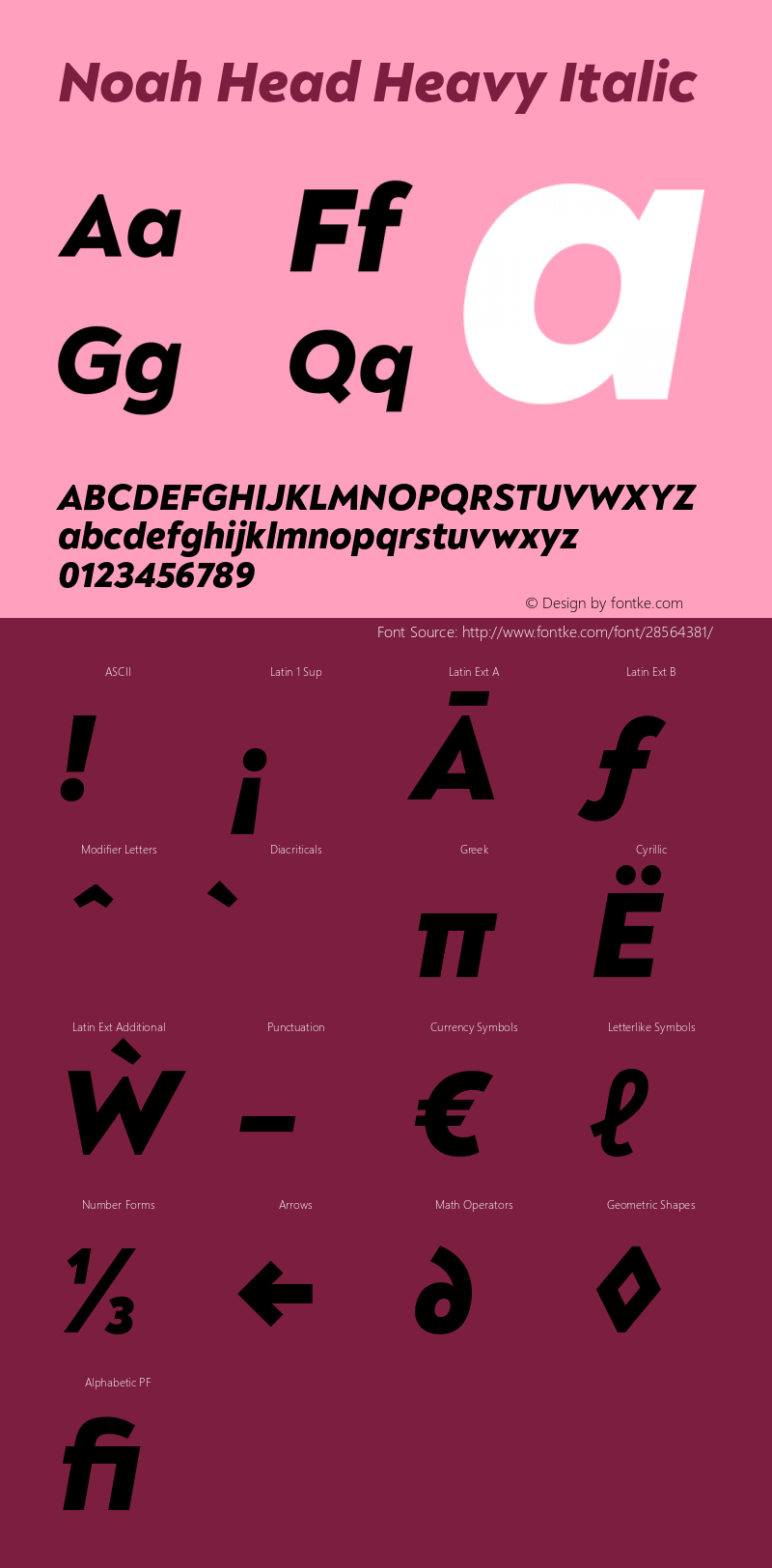 Noah Head Heavy Italic Version 1.000;PS 001.000;hotconv 1.0.88;makeotf.lib2.5.64775图片样张