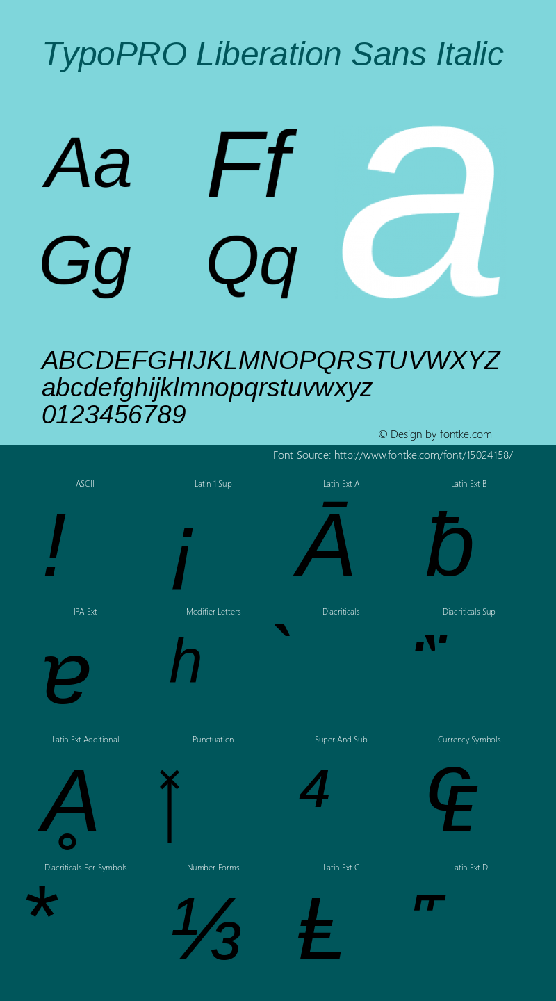TypoPRO Liberation Sans Italic Version 2.00.1图片样张