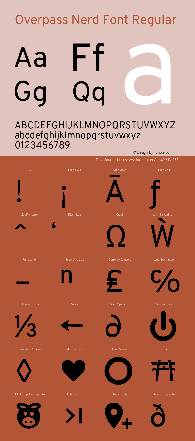 Overpass Regular Nerd Font Complete Version 3.000;DELV;Overpass图片样张