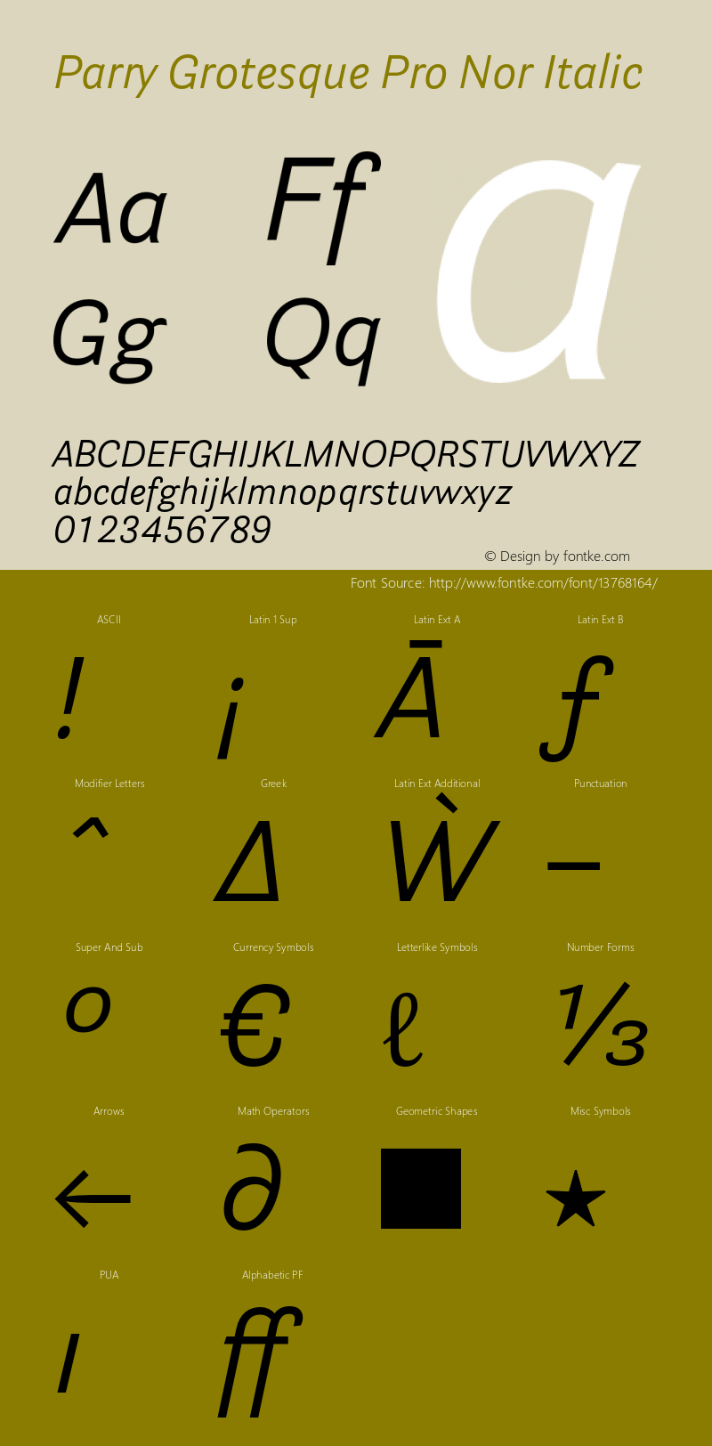 Parry Grotesque Pro Nor Italic Version 2.000;PS 1.000;hotconv 1.0.50;makeotf.lib2.0.16970图片样张