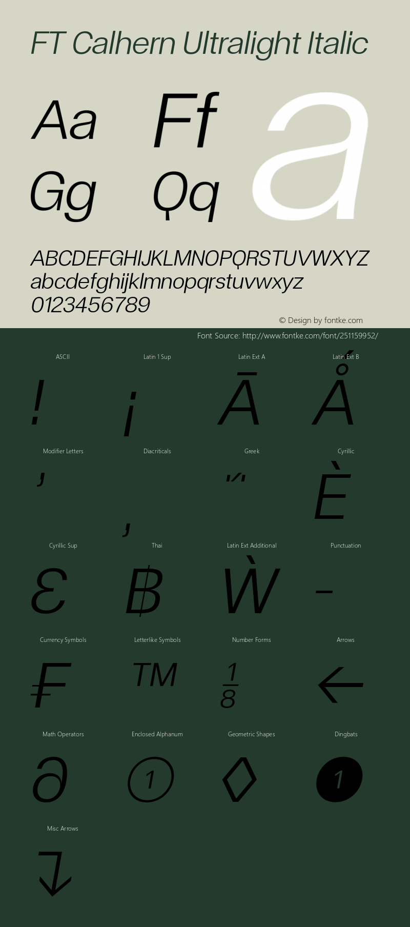 FT Calhern Ultralight Italic Version 1.001;Glyphs 3.1.2 (3151)图片样张