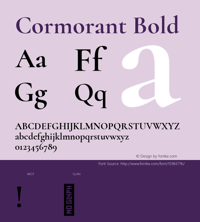 Cormorant Bold Version 1.000;PS 002.000;hotconv 1.0.88;makeotf.lib2.5.64775; ttfautohint (v1.4.1)图片样张