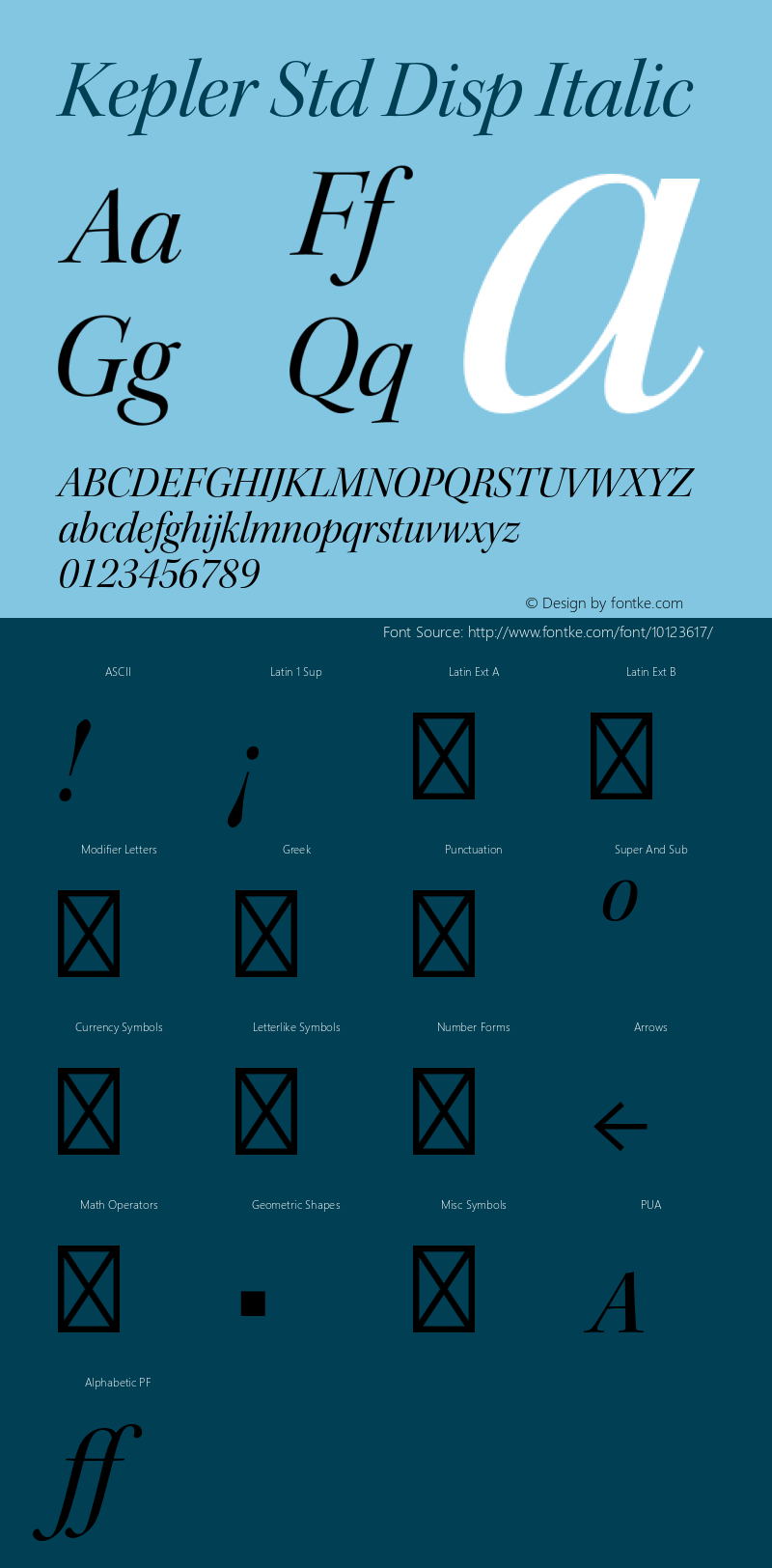 Kepler Std Disp Italic Version 1.009;PS 001.000;Core 1.0.38;makeotf.lib1.6.5960图片样张