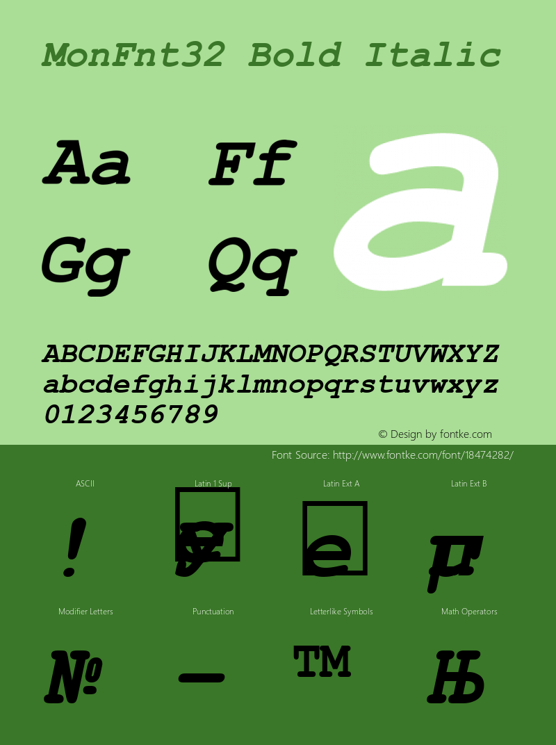 MonFnt32 Bold Italic Version 1.00图片样张