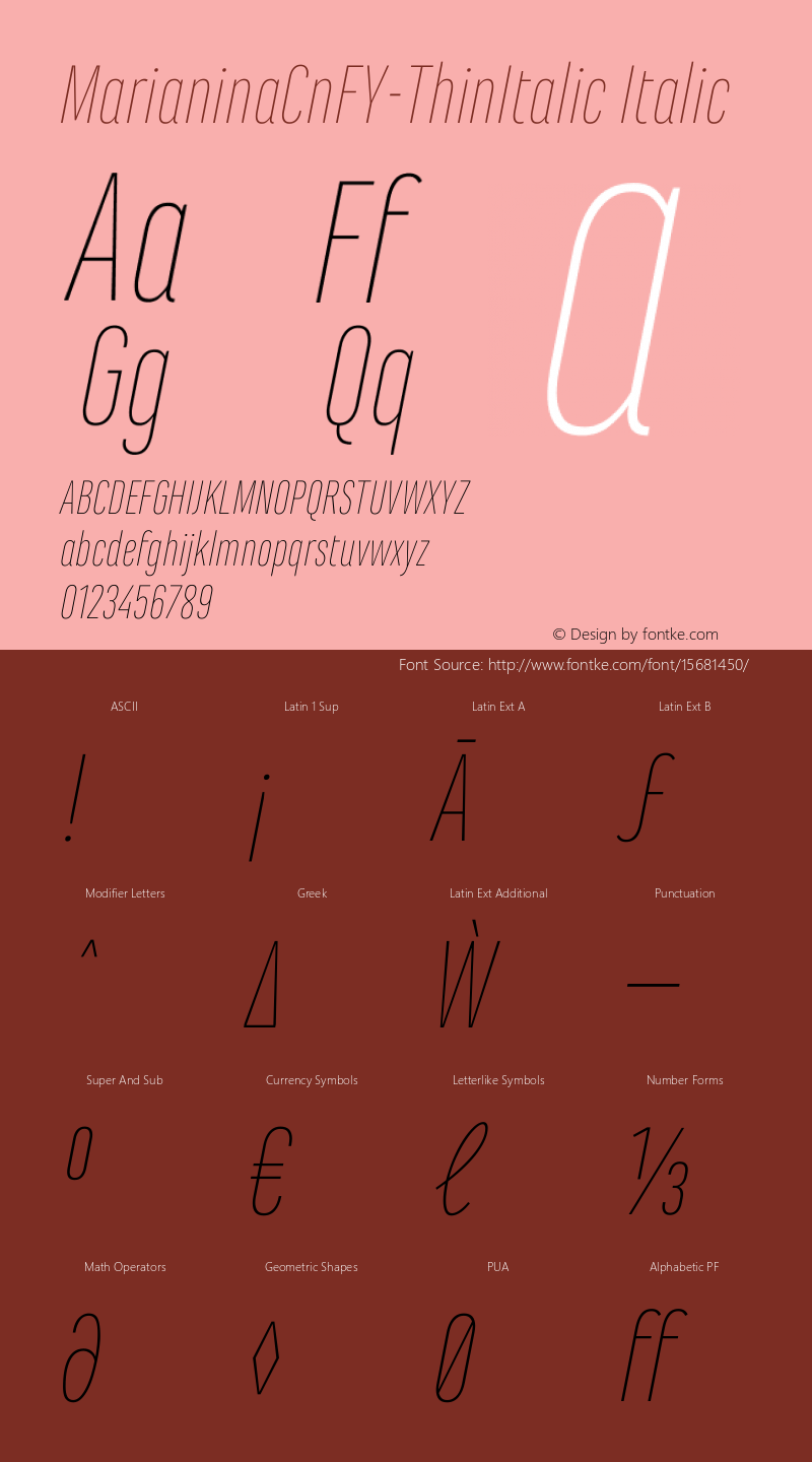 MarianinaCnFY-ThinItalic Italic Version 1.000图片样张