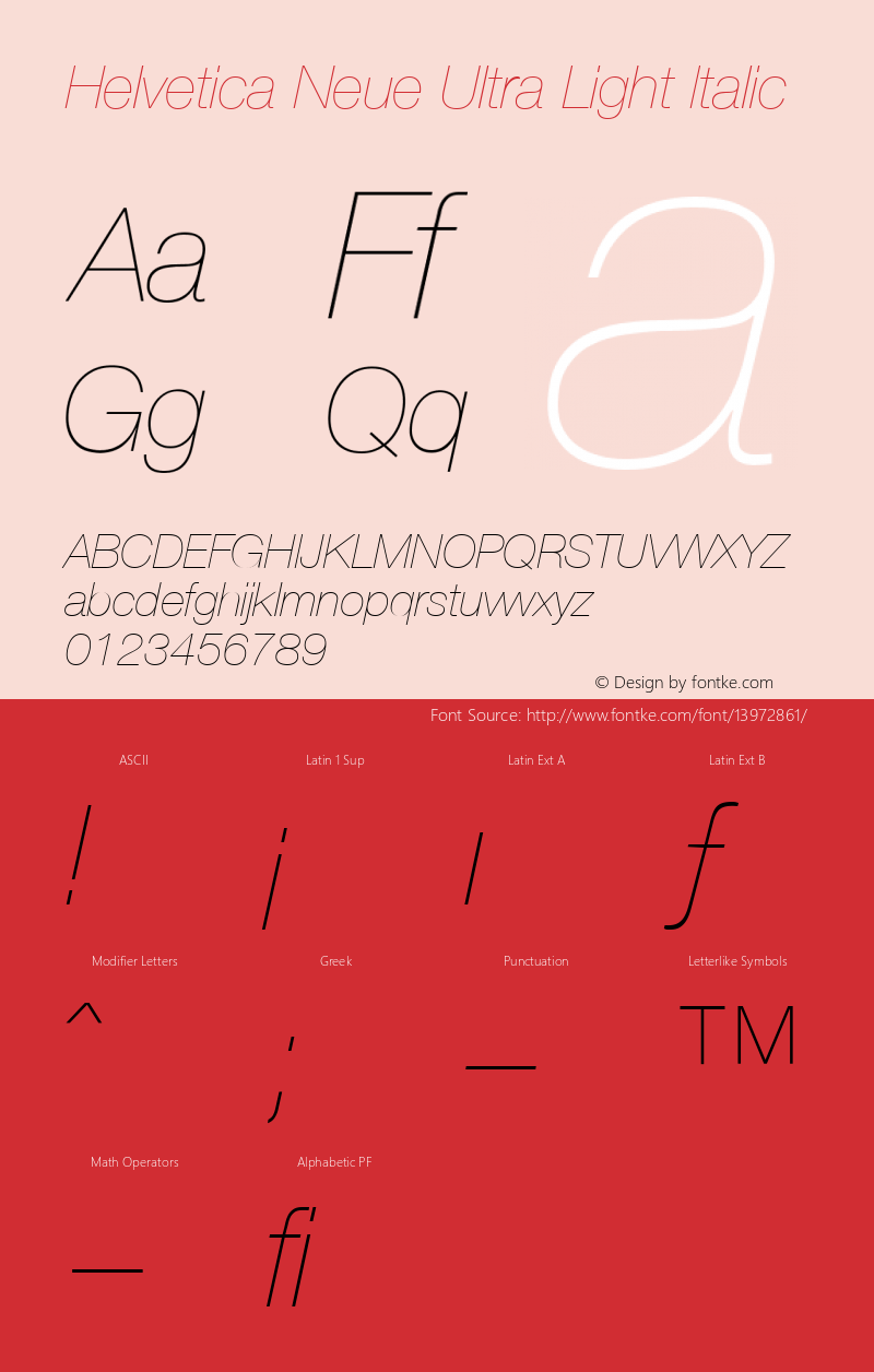 Helvetica Neue Ultra Light Italic Version 001.102图片样张