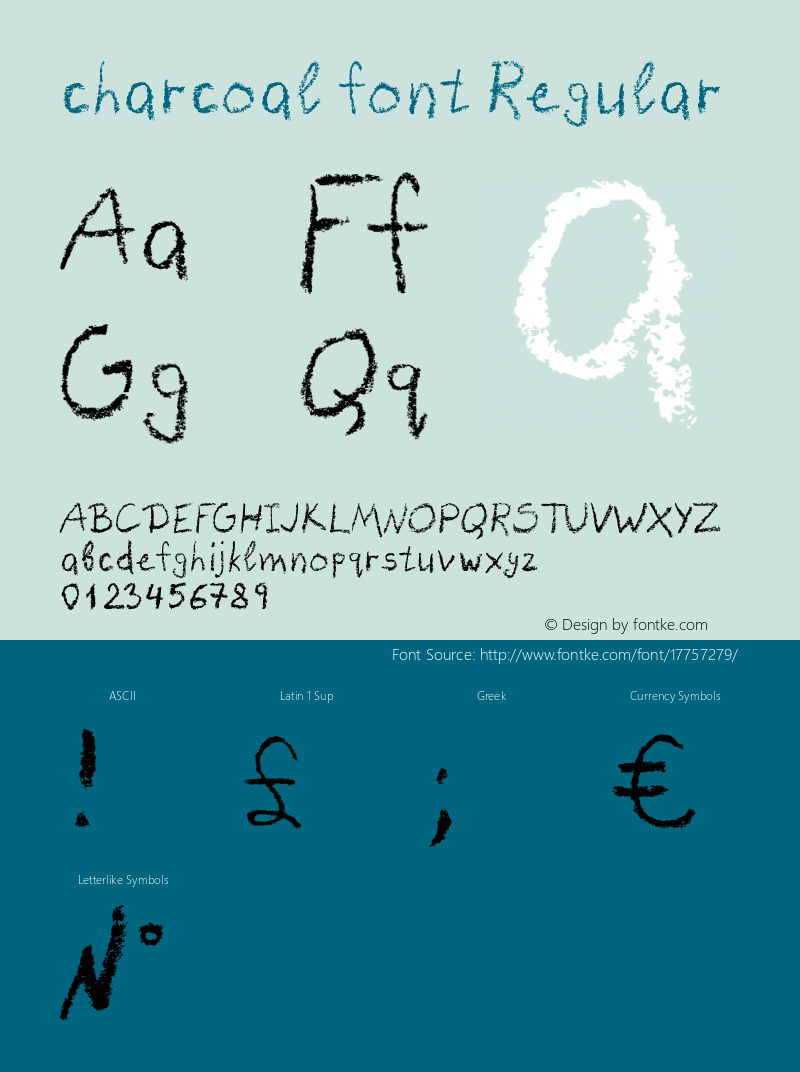 charcoal font Regular Version 1.00 May 4, 2015, initial release图片样张