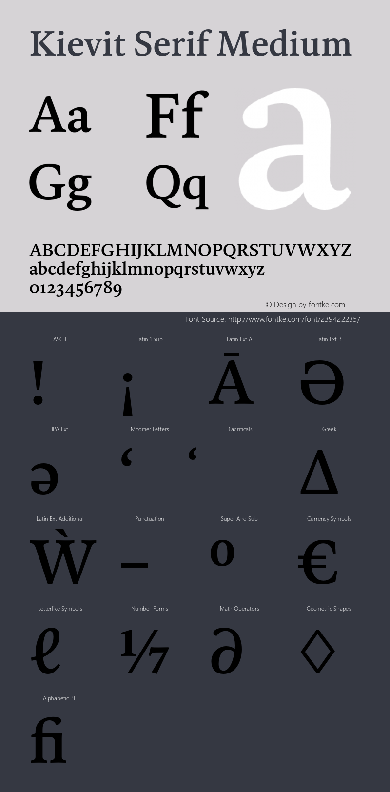 Kievit Serif Medium Version 7.700, build 1040, FoPs, FL 5.04图片样张