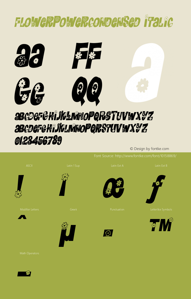 FlowerPowerCondensed Italic 1.0/1995: 2.0/2001图片样张