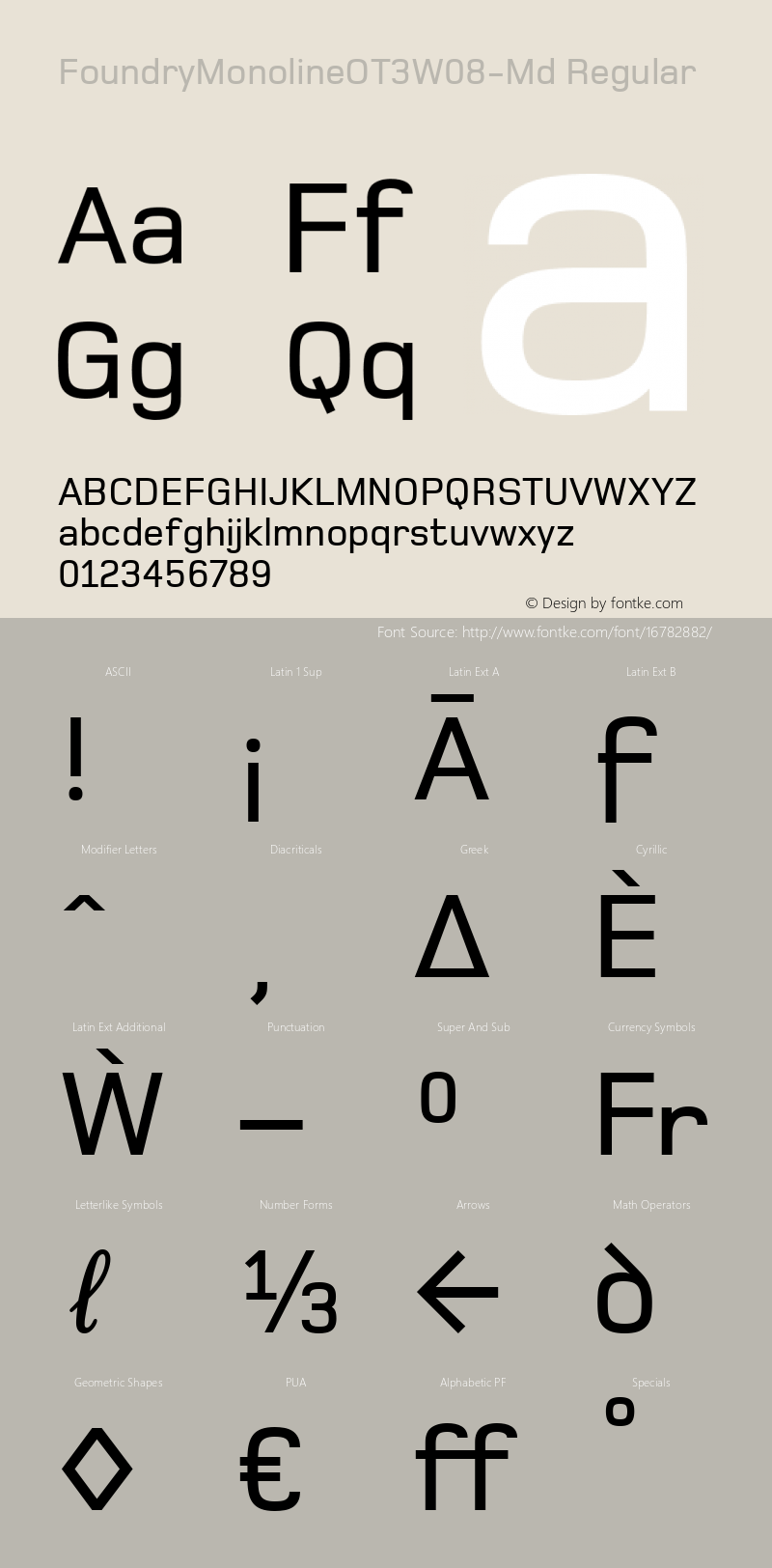 FoundryMonolineOT3W08-Md Regular Version 1.000图片样张