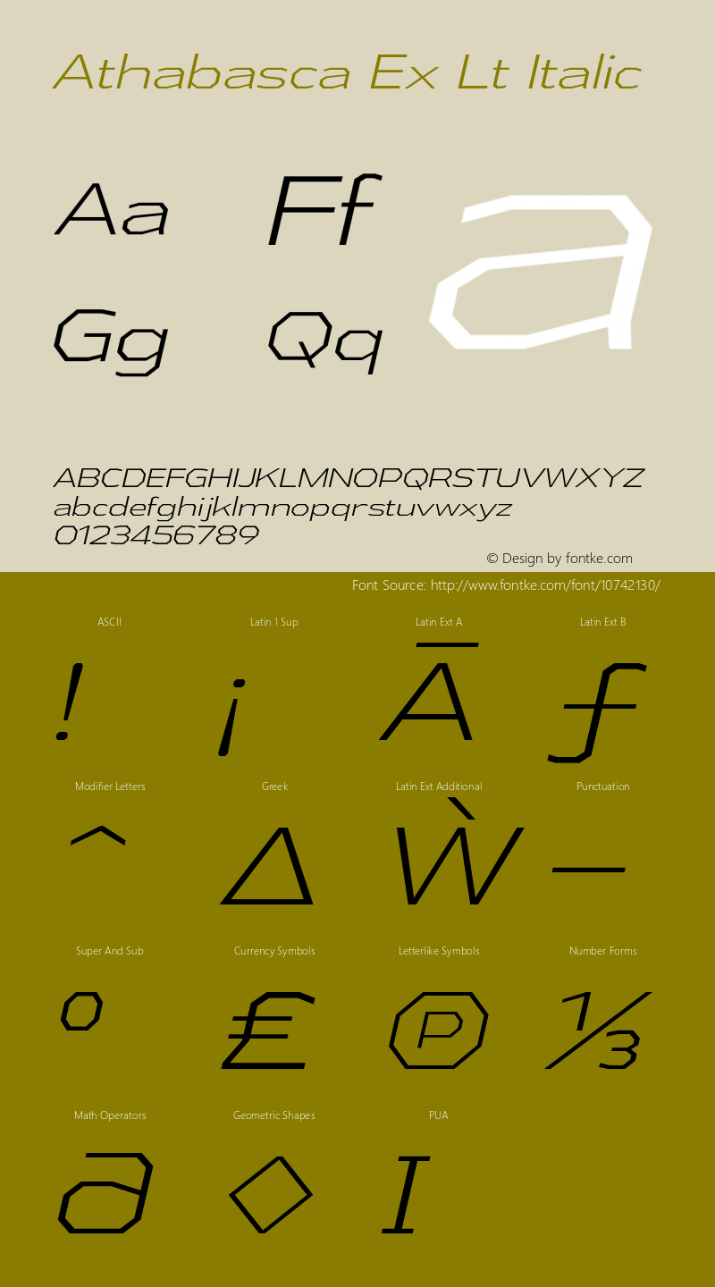 Athabasca Ex Lt Italic Version 1.000图片样张