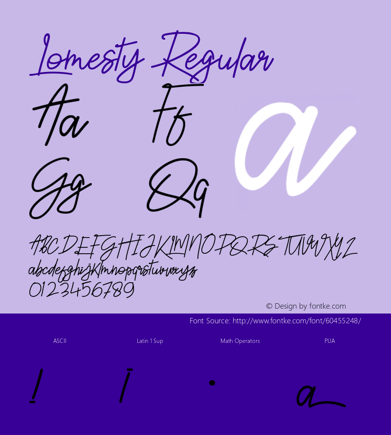 Lomesty Demo Version 1.00;April 2, 2020;FontCreator 13.0.0.2613 64-bit图片样张