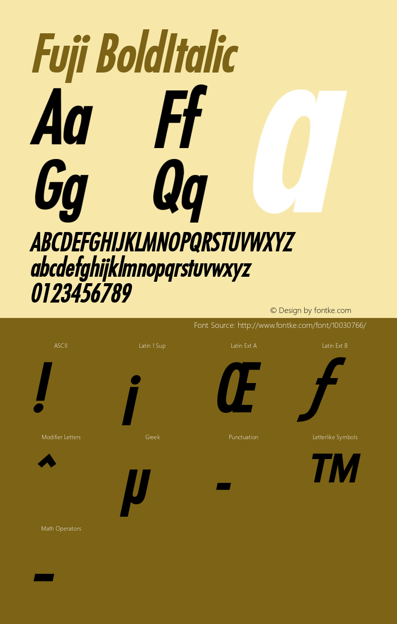Fuji BoldItalic Altsys Fontographer 4.1 5/9/96图片样张