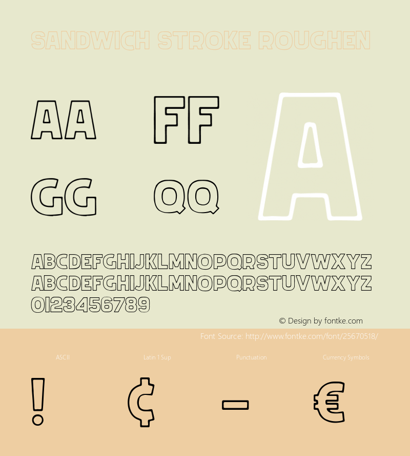 Sandwich Stroke Roughen Version 1.000;PS 001.000;hotconv 1.0.88;makeotf.lib2.5.64775; ttfautohint (v1.6)图片样张