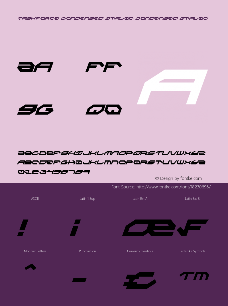 Taskforce Condensed Italic Condensed Italic 001.000图片样张