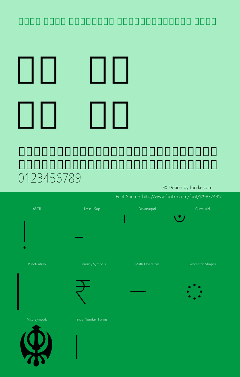 Noto Sans Gurmukhi SemiCondensed Thin Version 2.001; ttfautohint (v1.8.4) -l 8 -r 50 -G 200 -x 14 -D guru -f none -a qsq -X 