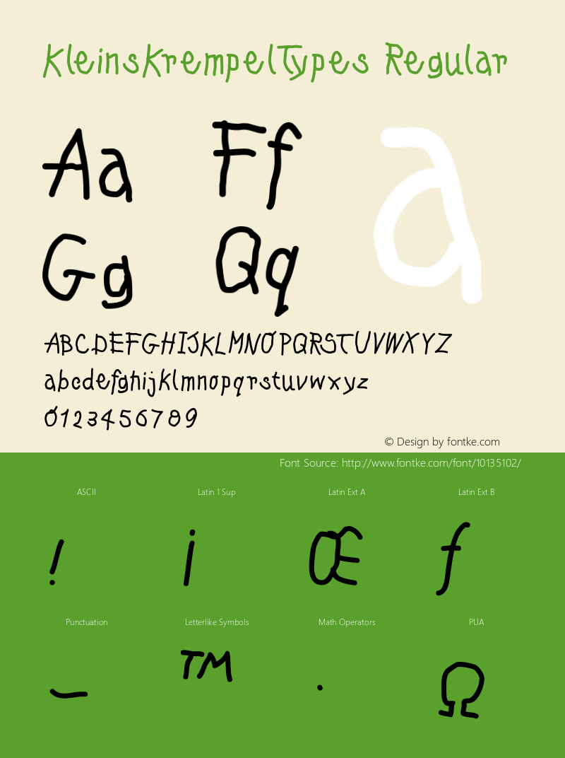 KleinsKrempelTypes Regular 1.0 2004-10-21图片样张