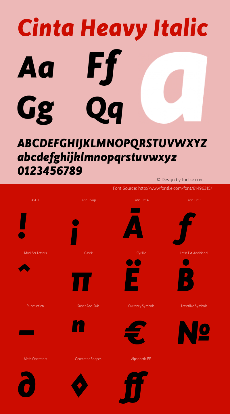 CintaHeavy-Italic Version 1.000图片样张