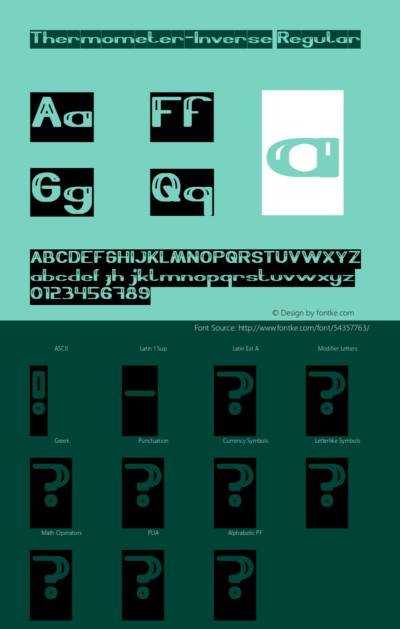 Thermometer-Inverse Version 1.00;September 15, 2019;FontCreator 11.5.0.2430 64-bit图片样张