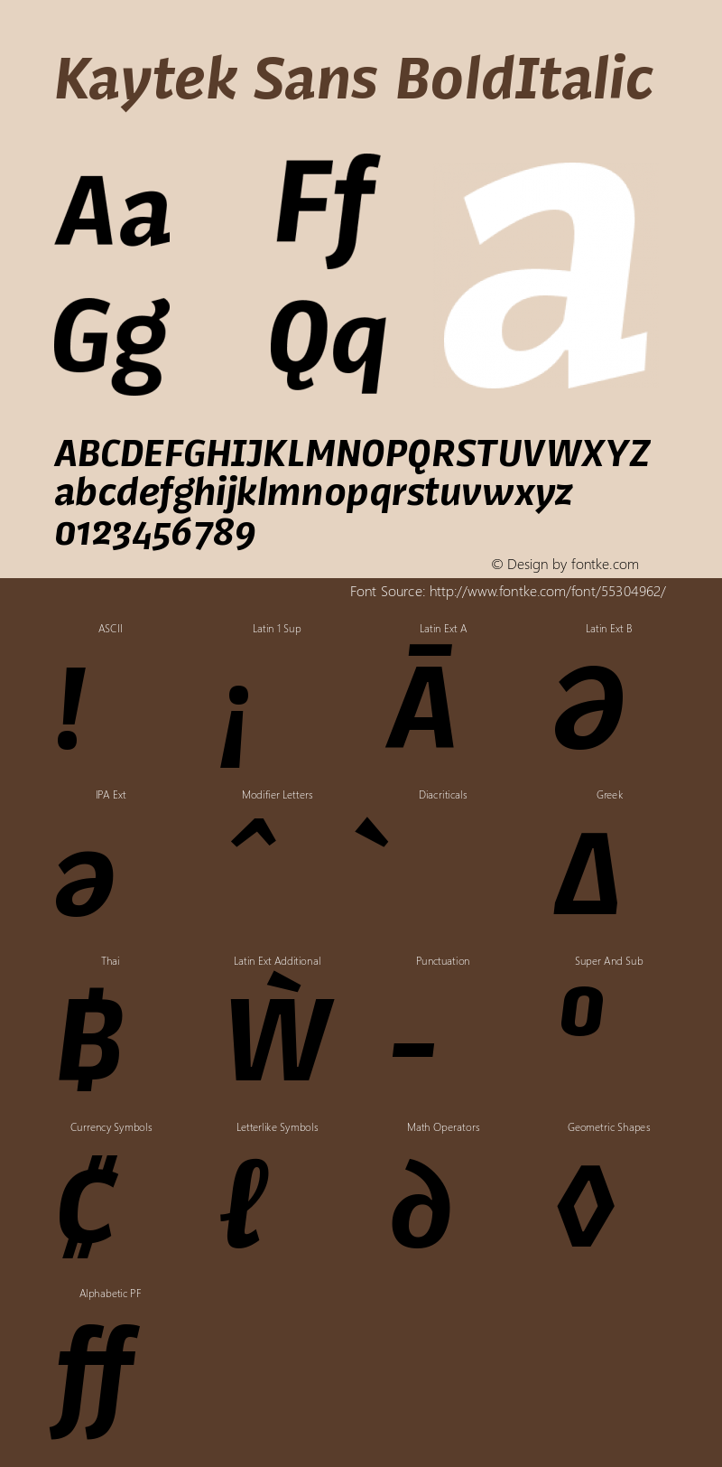 Kaytek Sans BoldItalic Version 1.00图片样张