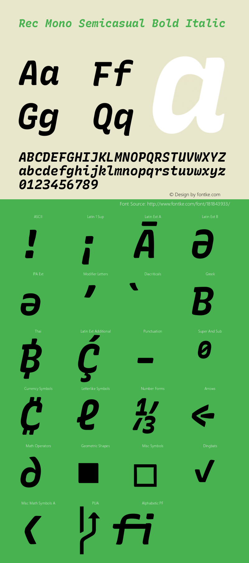 Rec Mono Semicasual Bold Italic Version 1.081图片样张