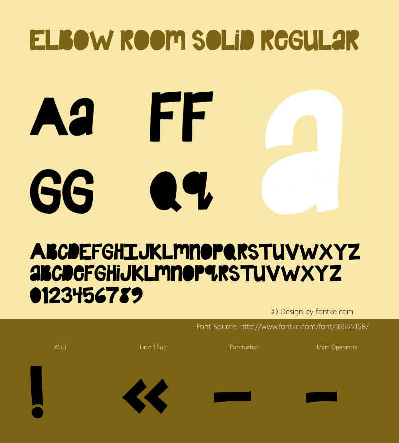 Elbow Room Solid Regular Version 1.000;PS 001.000;hotconv 1.0.70;makeotf.lib2.5.58329图片样张